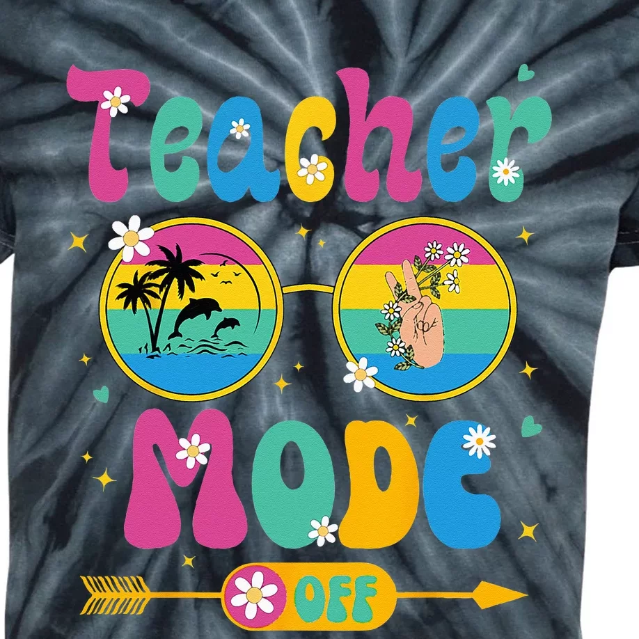 Last Day of School teacher mode off Teacher Kids Tie-Dye T-Shirt