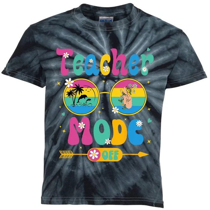 Last Day of School teacher mode off Teacher Kids Tie-Dye T-Shirt