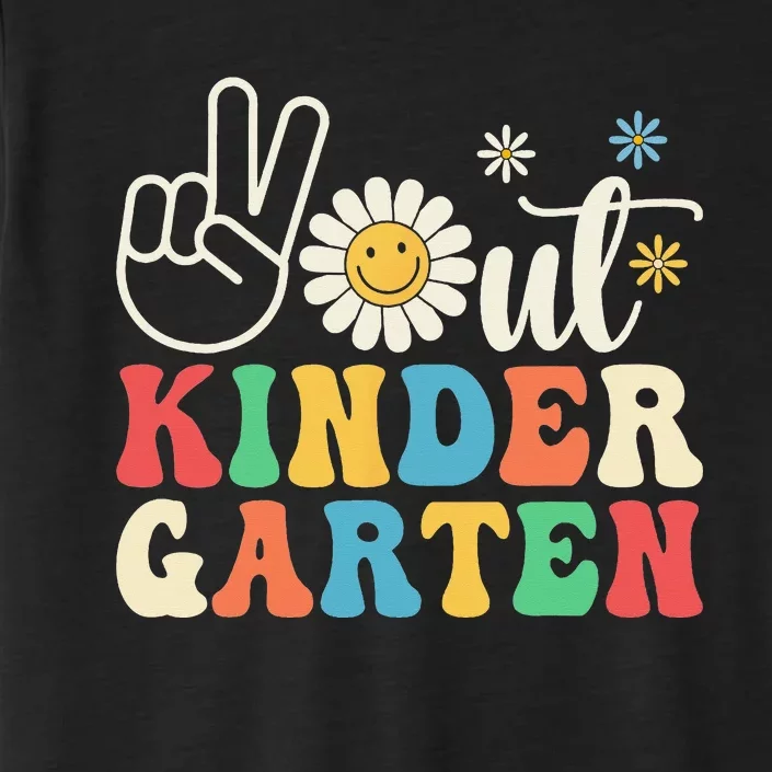 Last Day of School Peace Out Kindergarten Groovy Teacher ChromaSoft Performance T-Shirt