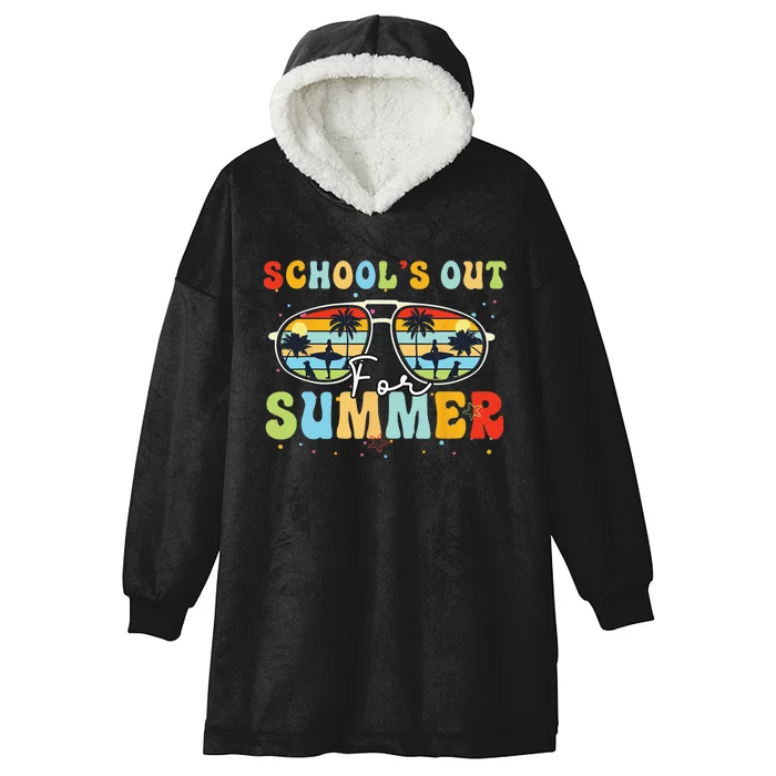 Last Day Of School Retro Schools Out For Summer Teacher Hooded Wearable Blanket