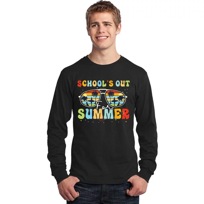 Last Day Of School Retro Schools Out For Summer Teacher Tall Long Sleeve T-Shirt