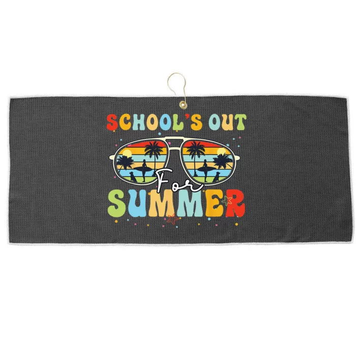 Last Day Of School Retro Schools Out For Summer Teacher Large Microfiber Waffle Golf Towel