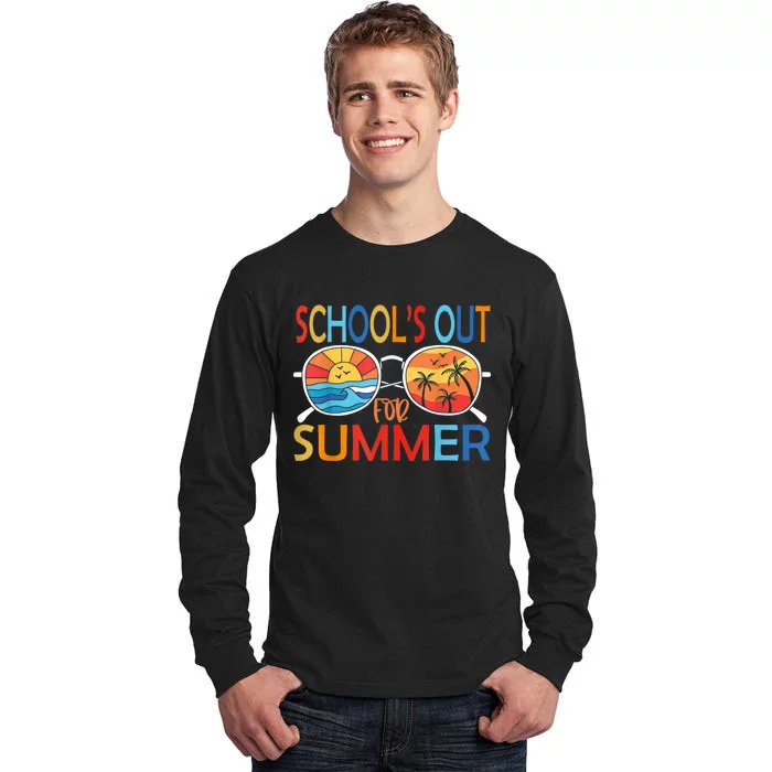 Last Day Of School Retro Schools Out For Summer Teacher Tall Long Sleeve T-Shirt