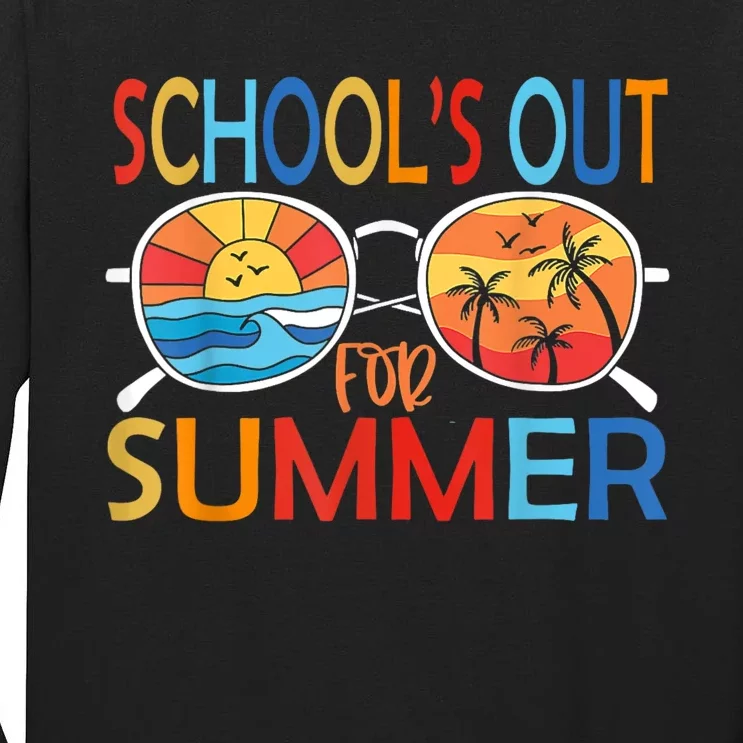 Last Day Of School Retro Schools Out For Summer Teacher Tall Long Sleeve T-Shirt