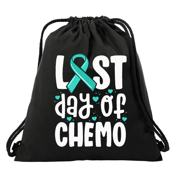 Last Day Of Chemo Women Ovarian Cancer Support Gifts Drawstring Bag