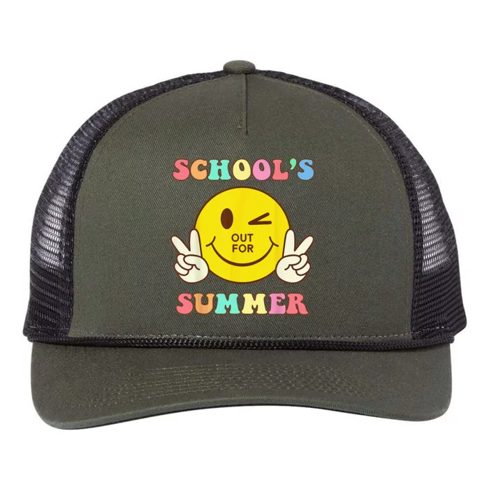 Last Day Of School Schools Out For Summer Teacher Retro Rope Trucker Hat Cap