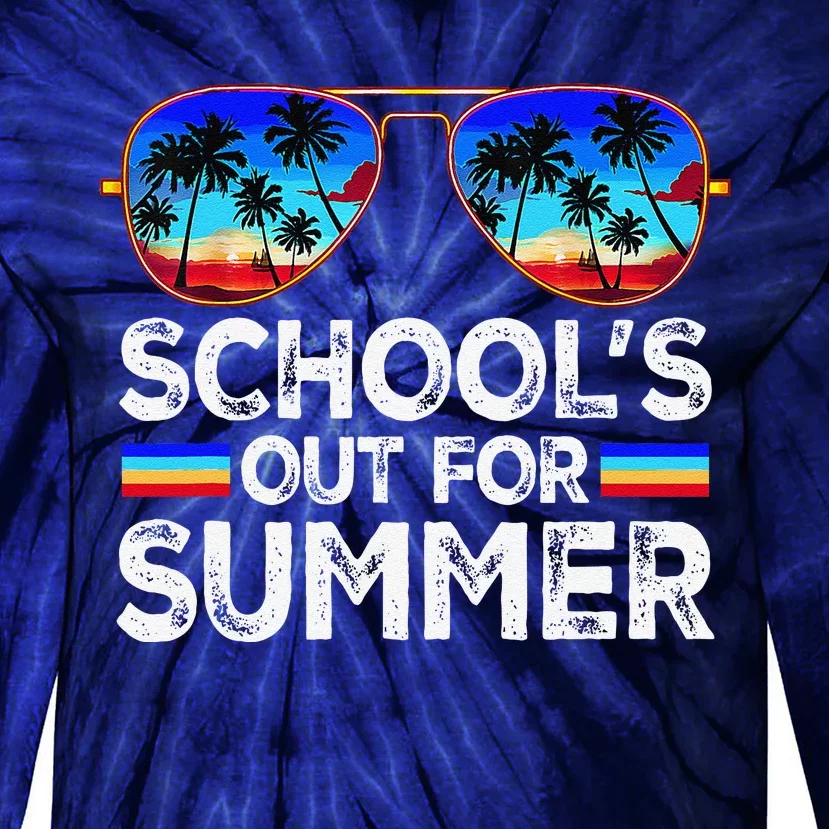 Last Day Of School Schools Out For Summer Teacher Boy Tie-Dye Long Sleeve Shirt