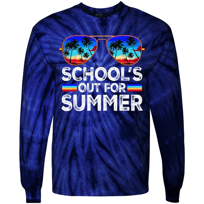 Last Day Of School Schools Out For Summer Teacher Boy Tie-Dye Long Sleeve Shirt