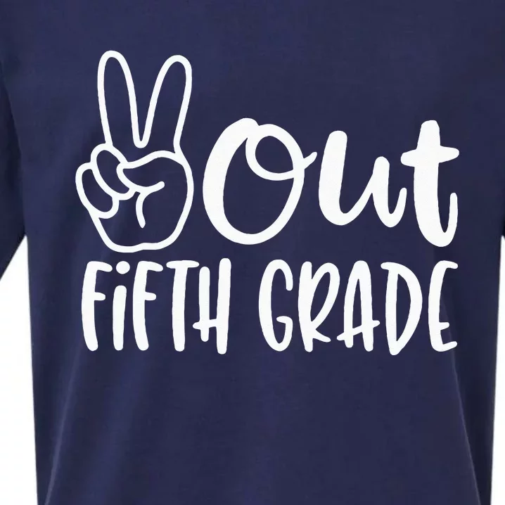 Last Day Of School Peace Out Fifth 5th Grade Teacher Kids Sueded Cloud Jersey T-Shirt