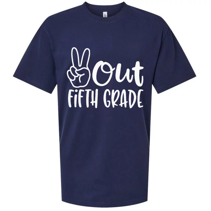 Last Day Of School Peace Out Fifth 5th Grade Teacher Kids Sueded Cloud Jersey T-Shirt