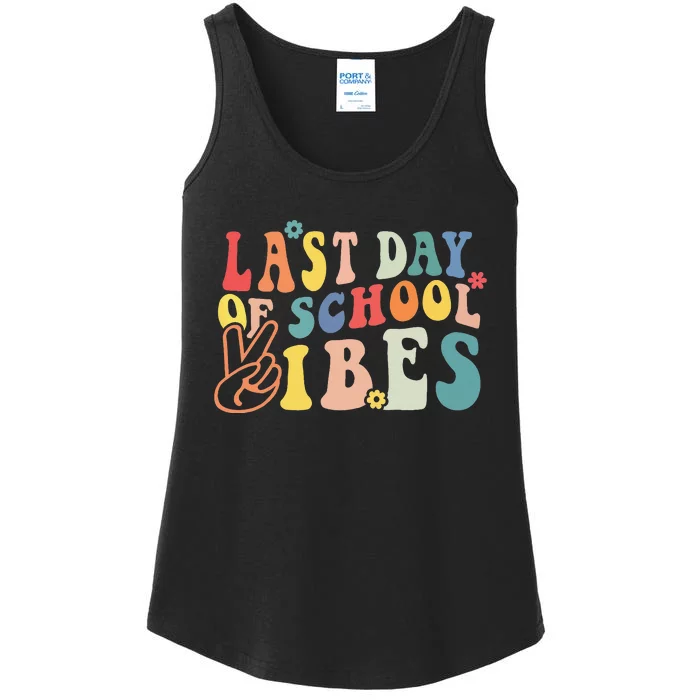 Last Day Of School Vibes Retro Vintage Teacher Graduation Ladies Essential Tank