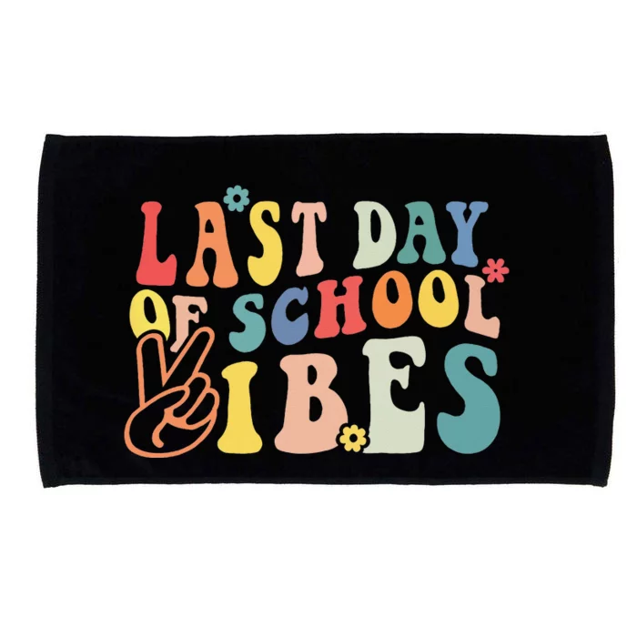 Last Day Of School Vibes Retro Vintage Teacher Graduation Microfiber Hand Towel