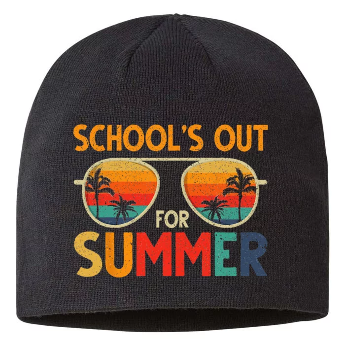 Last Day Of School Retro Schools Out For Summer Teacher 8 1/2in Sustainable Knit Beanie