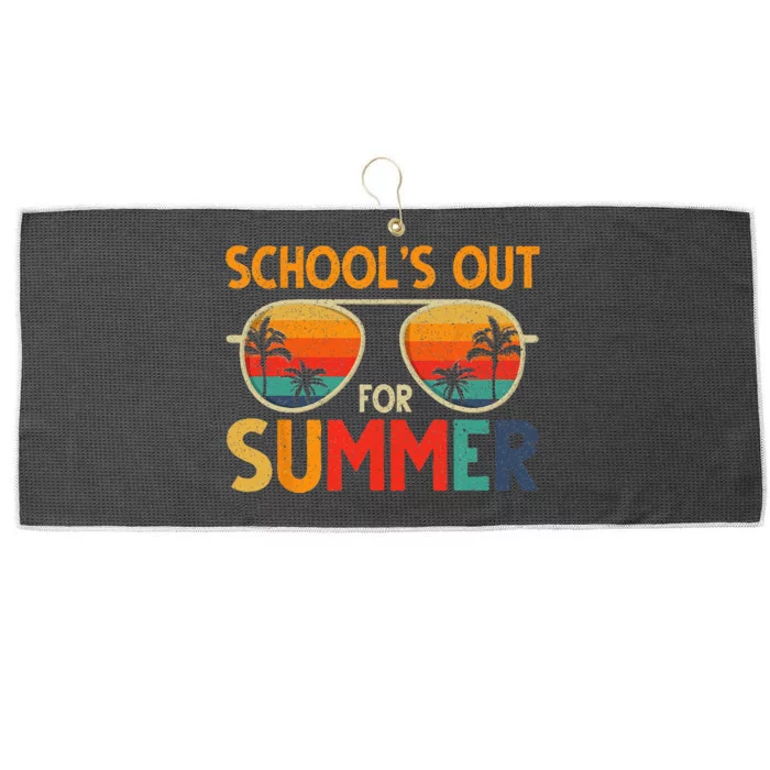 Last Day Of School Retro Schools Out For Summer Teacher Large Microfiber Waffle Golf Towel