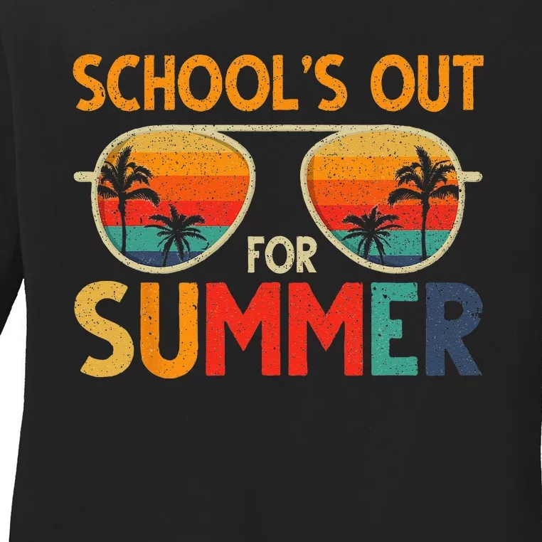 Last Day Of School Retro Schools Out For Summer Teacher Ladies Long Sleeve Shirt