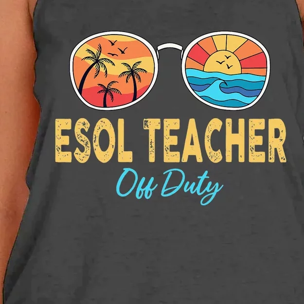 Last Day Of School Students Teacher Off Duty Summer Women's Knotted Racerback Tank