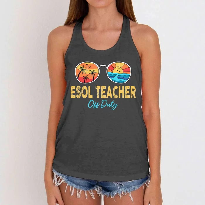 Last Day Of School Students Teacher Off Duty Summer Women's Knotted Racerback Tank