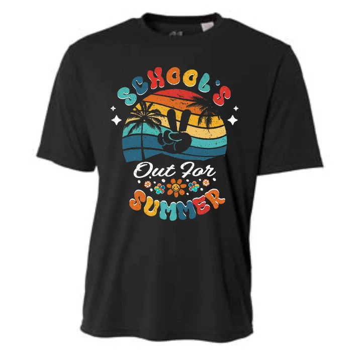 Last Day Of School Groovy Graduation SchoolS Out For Summer Cooling Performance Crew T-Shirt