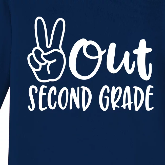 Last Day Of School Peace Out 2nd Second Grade Teacher Baby Long Sleeve Bodysuit