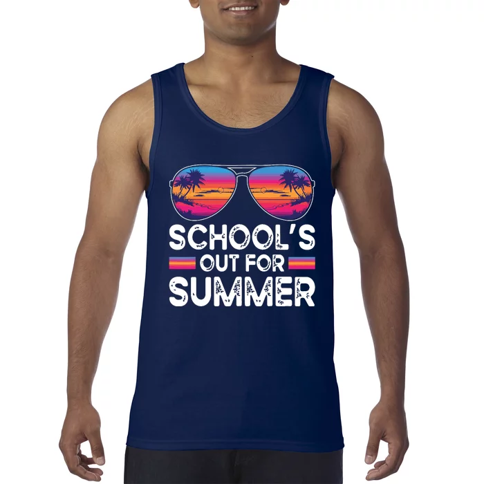 Last Day Of School Retro Schools Out For Summer Teacher Tank Top