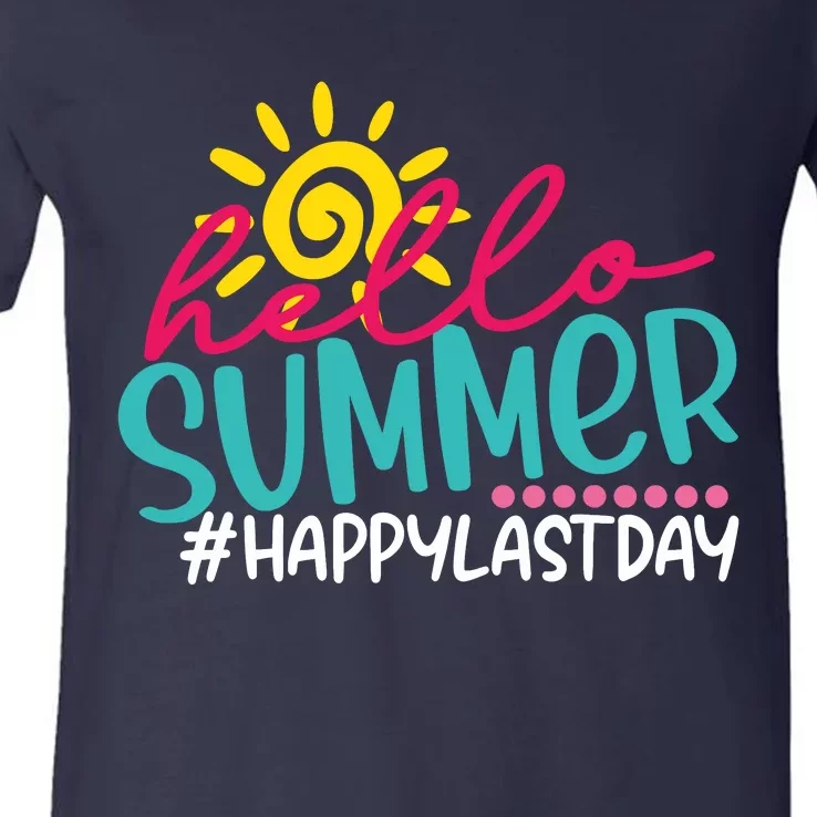 Last Day Of School Hello Summer Teacher For Women Student V-Neck T-Shirt