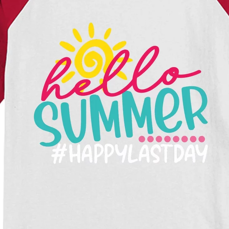 Last Day Of School Hello Summer Teacher For Women Student Kids Colorblock Raglan Jersey