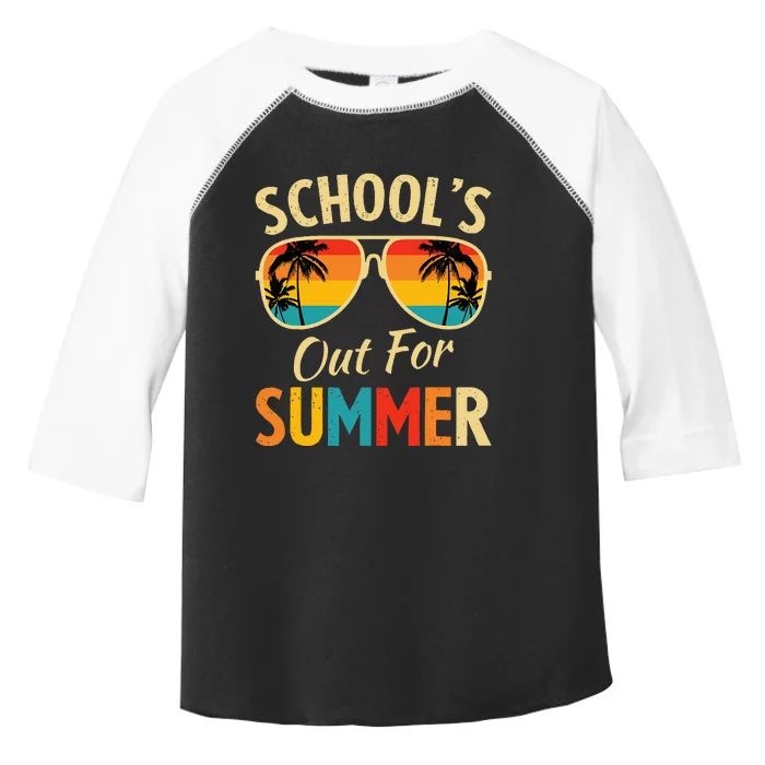 Last Day Of School Retro Schools Out For Summer Teacher Toddler Fine Jersey T-Shirt