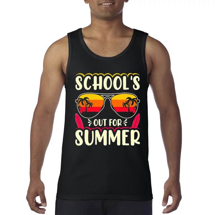 Last Day Of School Retro Schools Out For Summer Teacher Tank Top