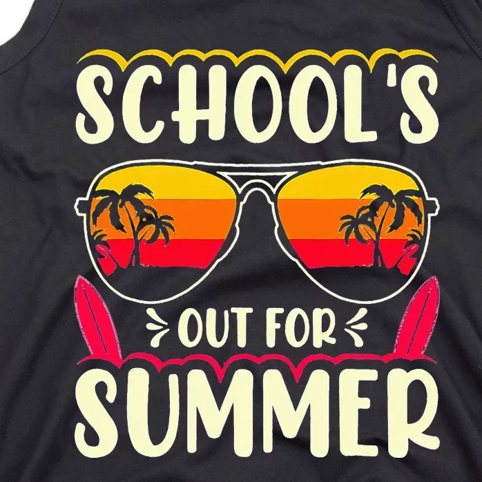 Last Day Of School Retro Schools Out For Summer Teacher Tank Top