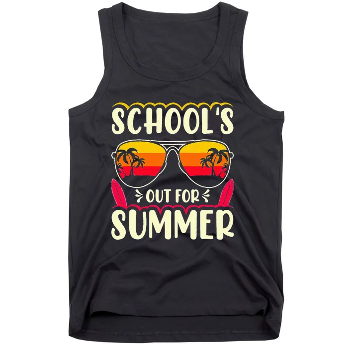 Last Day Of School Retro Schools Out For Summer Teacher Tank Top