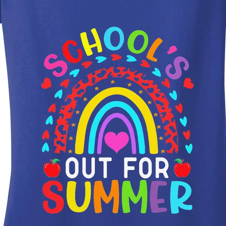 Last Day Of School Out For Summer Vacation Teacher Off Duty Women's V-Neck T-Shirt