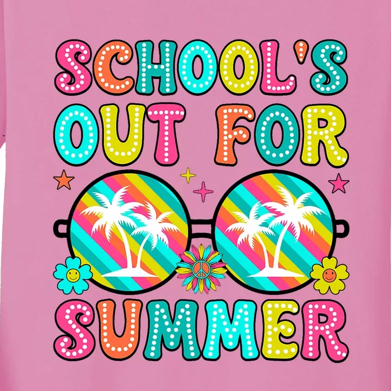 Last Day Of School Graduation Groovy Schools Out For Summer Kids Long Sleeve Shirt