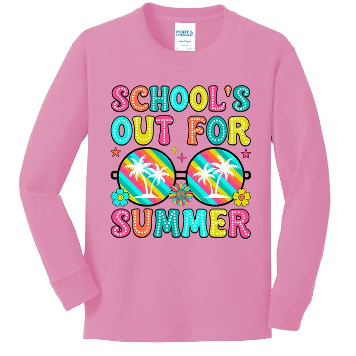 Last Day Of School Graduation Groovy Schools Out For Summer Kids Long Sleeve Shirt