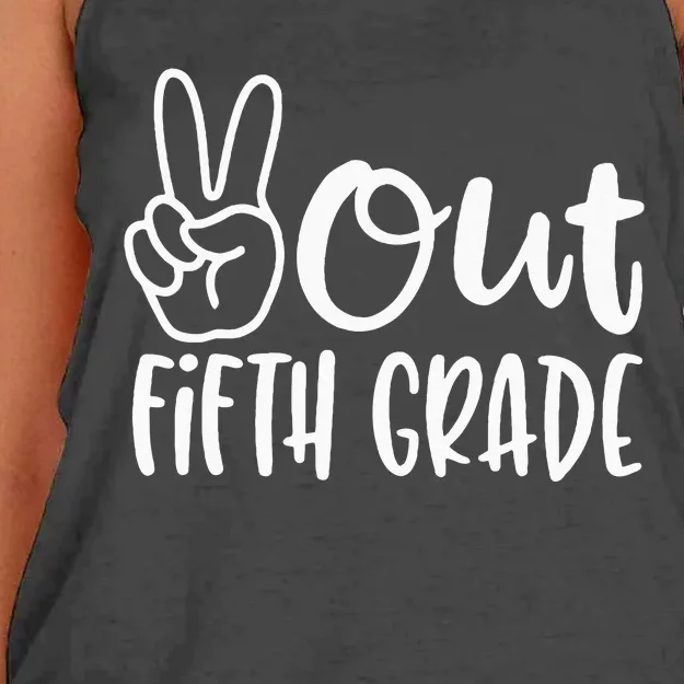 Last Day Of School Peace Out Fifth 5th Grade Teacher Kids Women's Knotted Racerback Tank