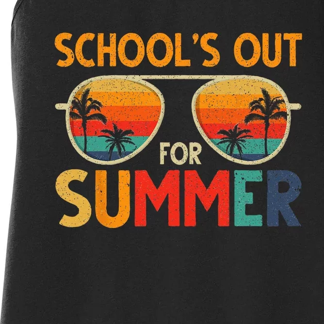 Last Day Of School Retro Schools Out For Summer Teacher Women's Racerback Tank