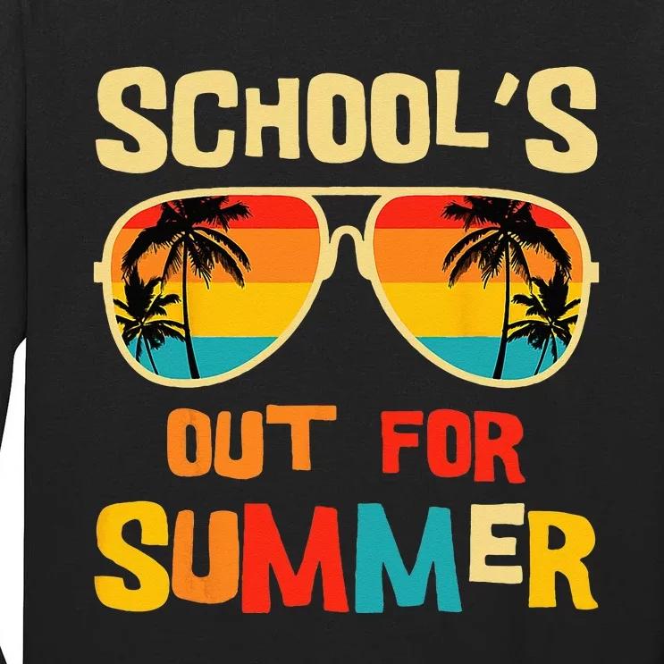 Last Day Of School Retro Schools Out For Summer Teacher Tall Long Sleeve T-Shirt