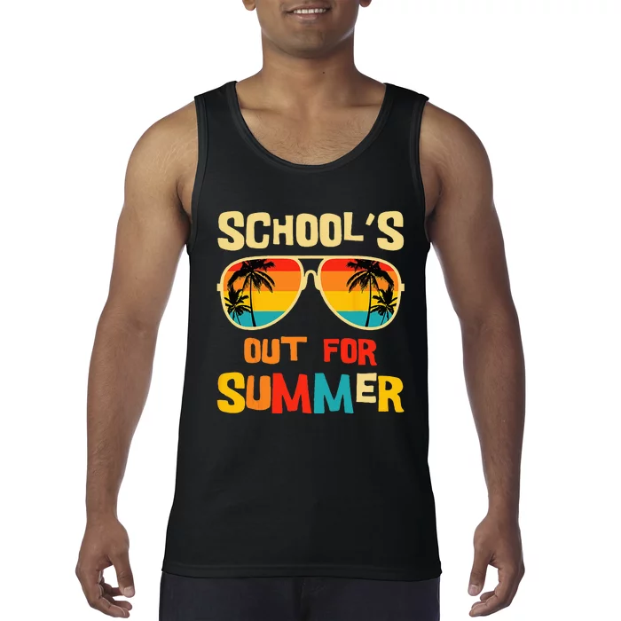 Last Day Of School Retro Schools Out For Summer Teacher Tank Top