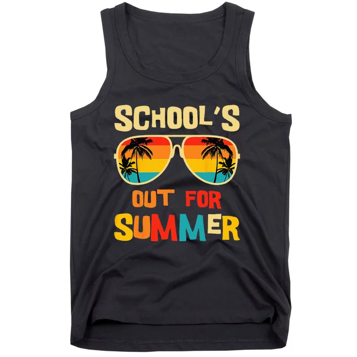 Last Day Of School Retro Schools Out For Summer Teacher Tank Top