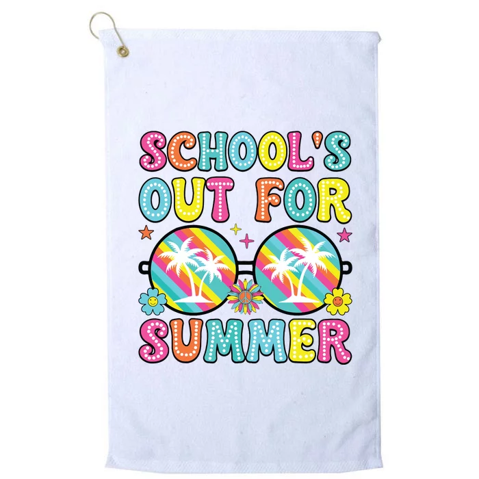 Last Day Of School Graduation Groovy Schools Out For Summer Platinum Collection Golf Towel