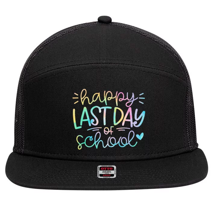 Last Day of School Tie Dye School Graduation Gifts 7 Panel Mesh Trucker Snapback Hat