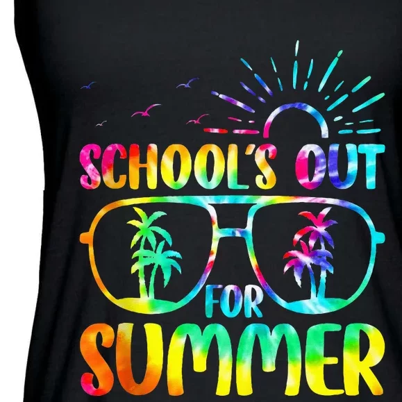 Last Day Of School Schools Out Summer Teacher Tie Dye Ladies Essential Flowy Tank