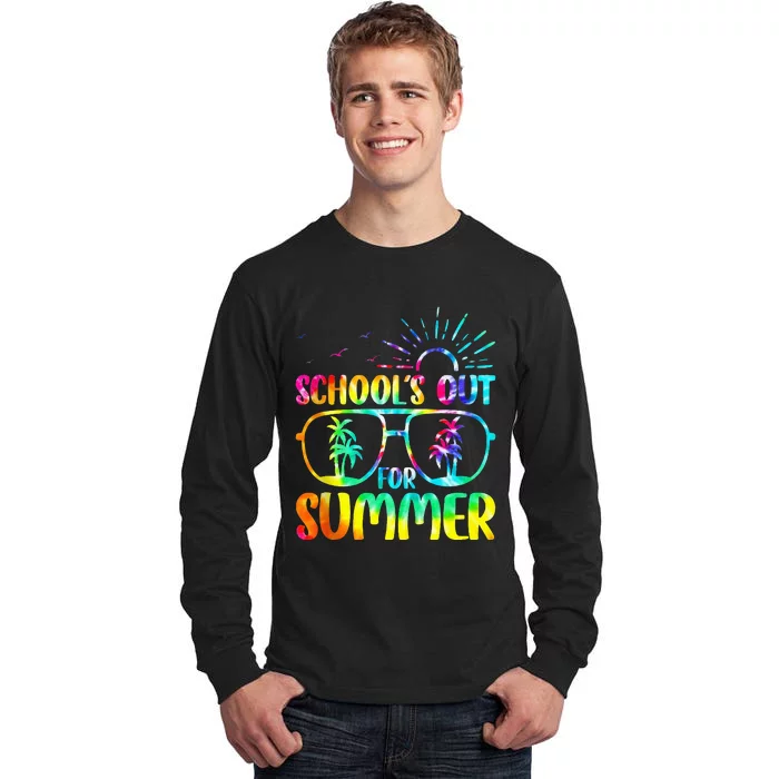 Last Day Of School Schools Out Summer Teacher Tie Dye Tall Long Sleeve T-Shirt