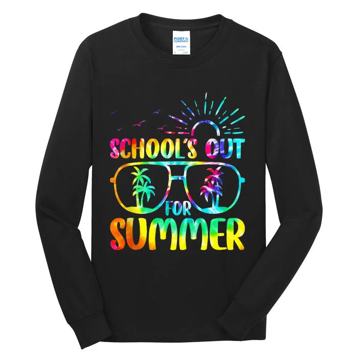 Last Day Of School Schools Out Summer Teacher Tie Dye Tall Long Sleeve T-Shirt