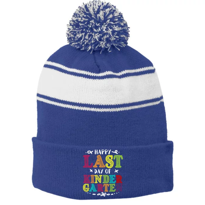 Last Day Of Kindergarten Great Gift Magical Unicorn Gift Stripe Pom Pom Beanie