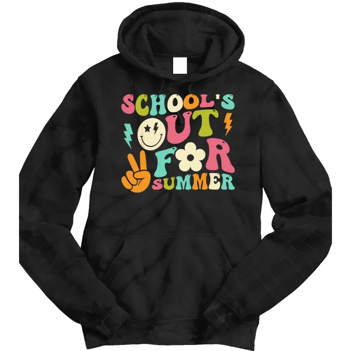 Last Day Of School Groovy Schools Out For Summer Teacher Tie Dye Hoodie