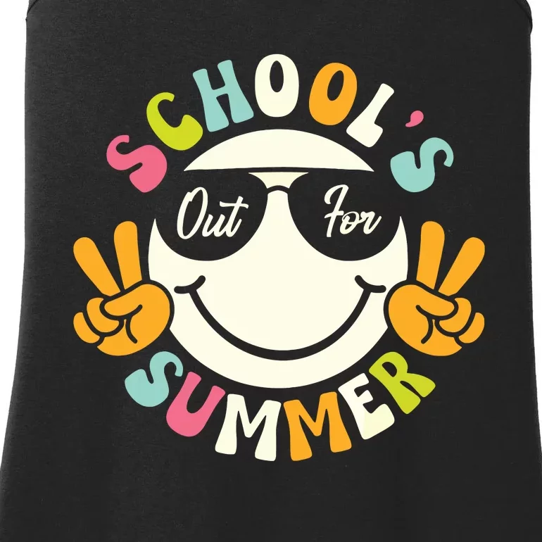 Last Day Of School Graduation Groovy Schools Out For Summer Ladies Essential Tank