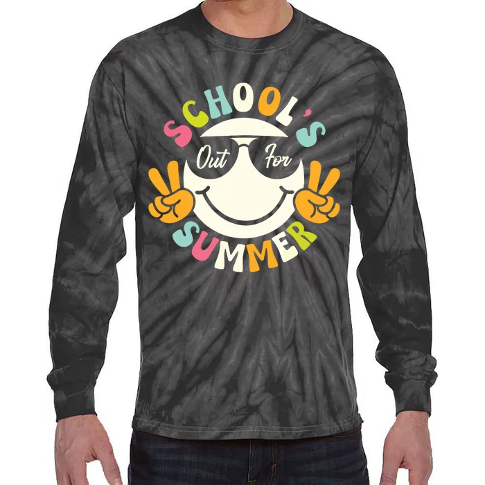 Last Day Of School Graduation Groovy Schools Out For Summer Tie-Dye Long Sleeve Shirt