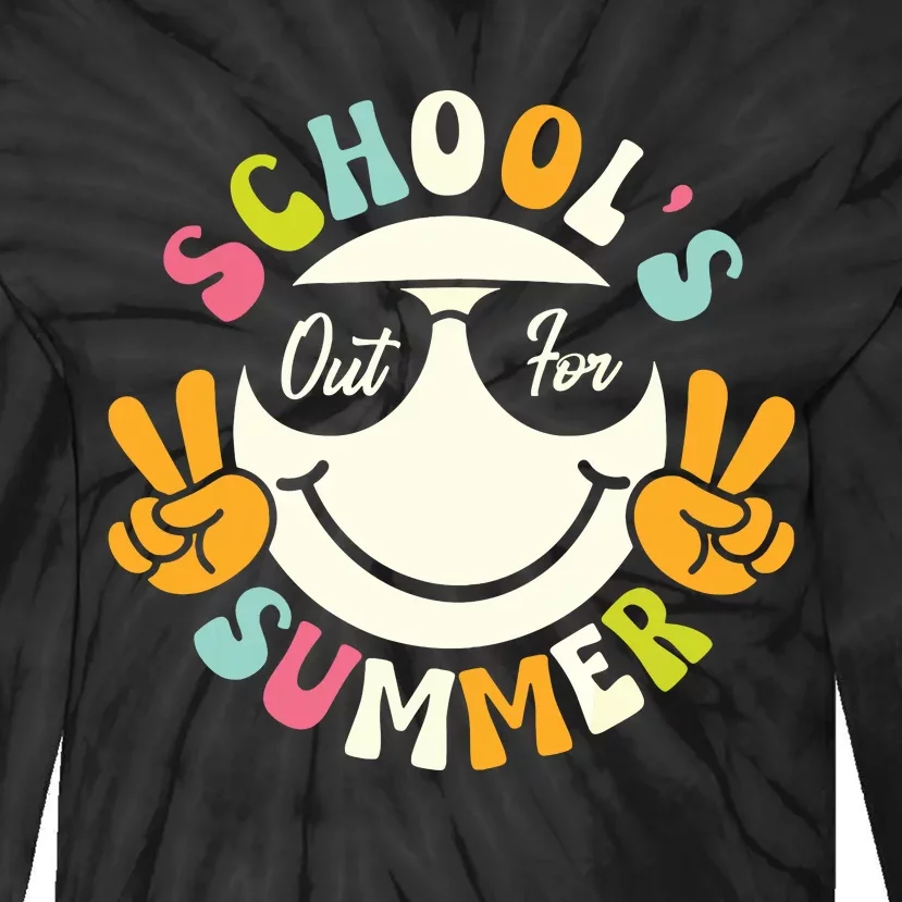 Last Day Of School Graduation Groovy Schools Out For Summer Tie-Dye Long Sleeve Shirt