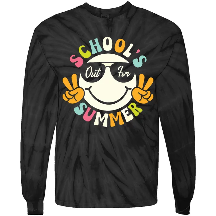 Last Day Of School Graduation Groovy Schools Out For Summer Tie-Dye Long Sleeve Shirt