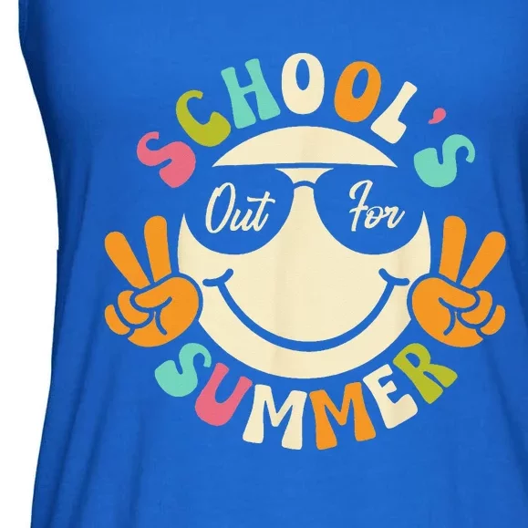 Last Day Of School Graduation Groovy Schools Out For Summer Ladies Essential Flowy Tank